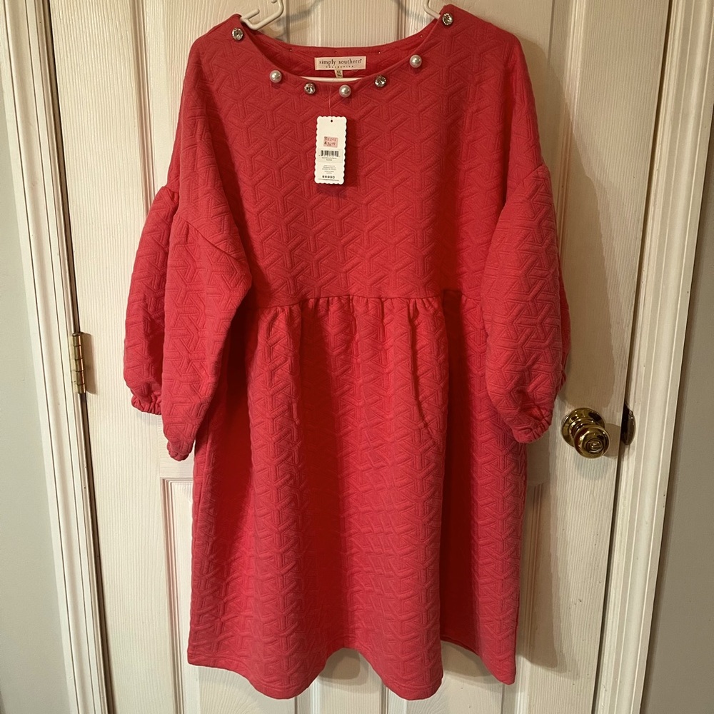 Simply Southern Hot Pink Dress with Gem Accents